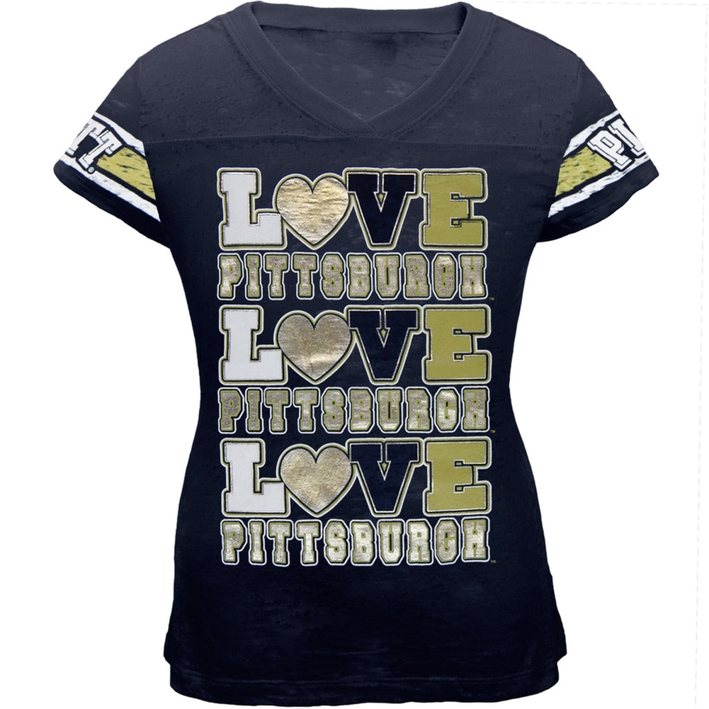 Pittsburgh Panthers - Foil Love Girls Juvy Burnout T-Shirt Juvenile T-Shirts Pittsburgh Panthers J8 Blue