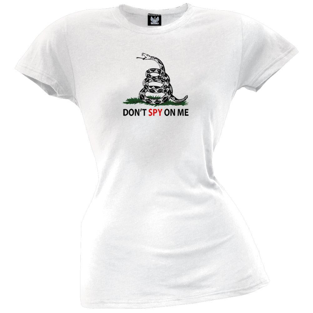 Don't Spy On Me Yellow Juniors T-Shirt Juniors T-Shirts Old Glory LG White