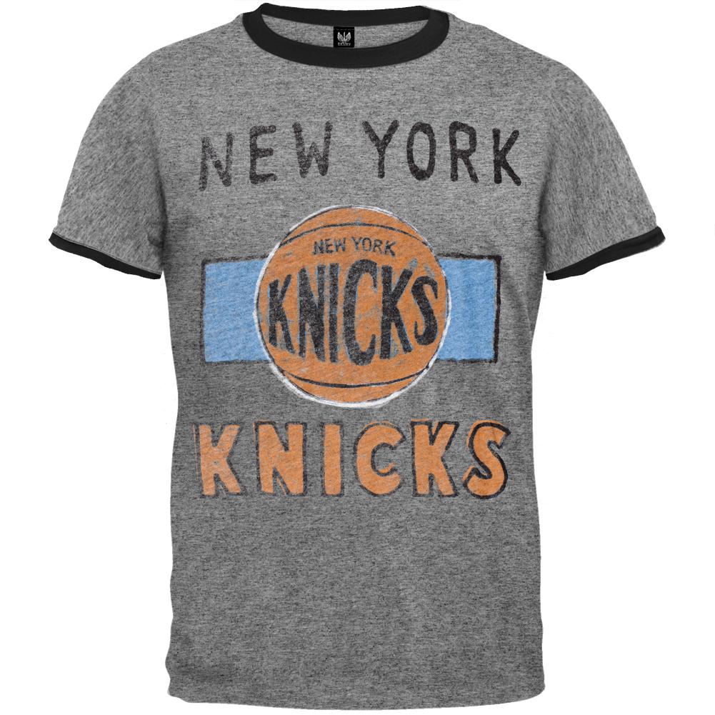 New York Knicks - Basketball Logo Soft Ringer T-Shirt Men's T-Shirts New York Knicks 2XL Grey