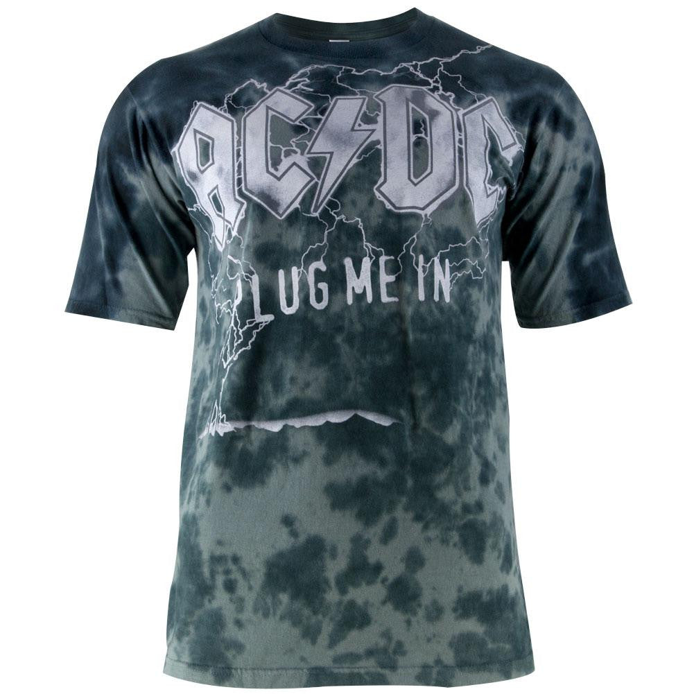 AC/DC - Plug Me In Tie-Dye T-Shirt Men's T-Shirts AC/DC SM Black