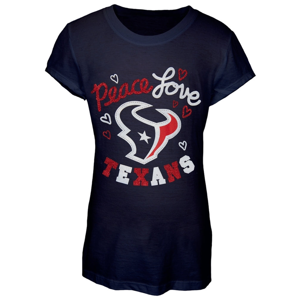 Houston Texans - Peace Love Girls Youth T-Shirt Youth T-Shirts Houston Texans 20Y Blue