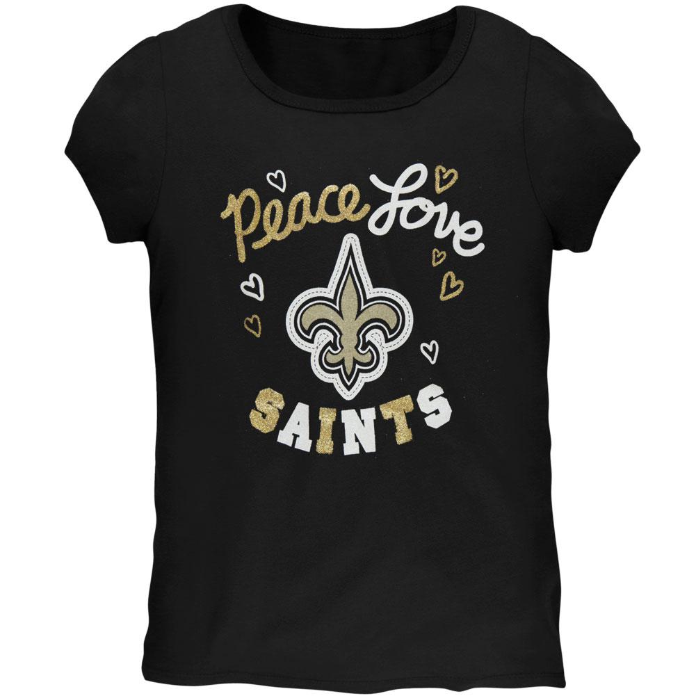New Orleans Saints - Peace Love Girls Youth T-Shirt Youth T-Shirts New Orleans Saints 20Y Black