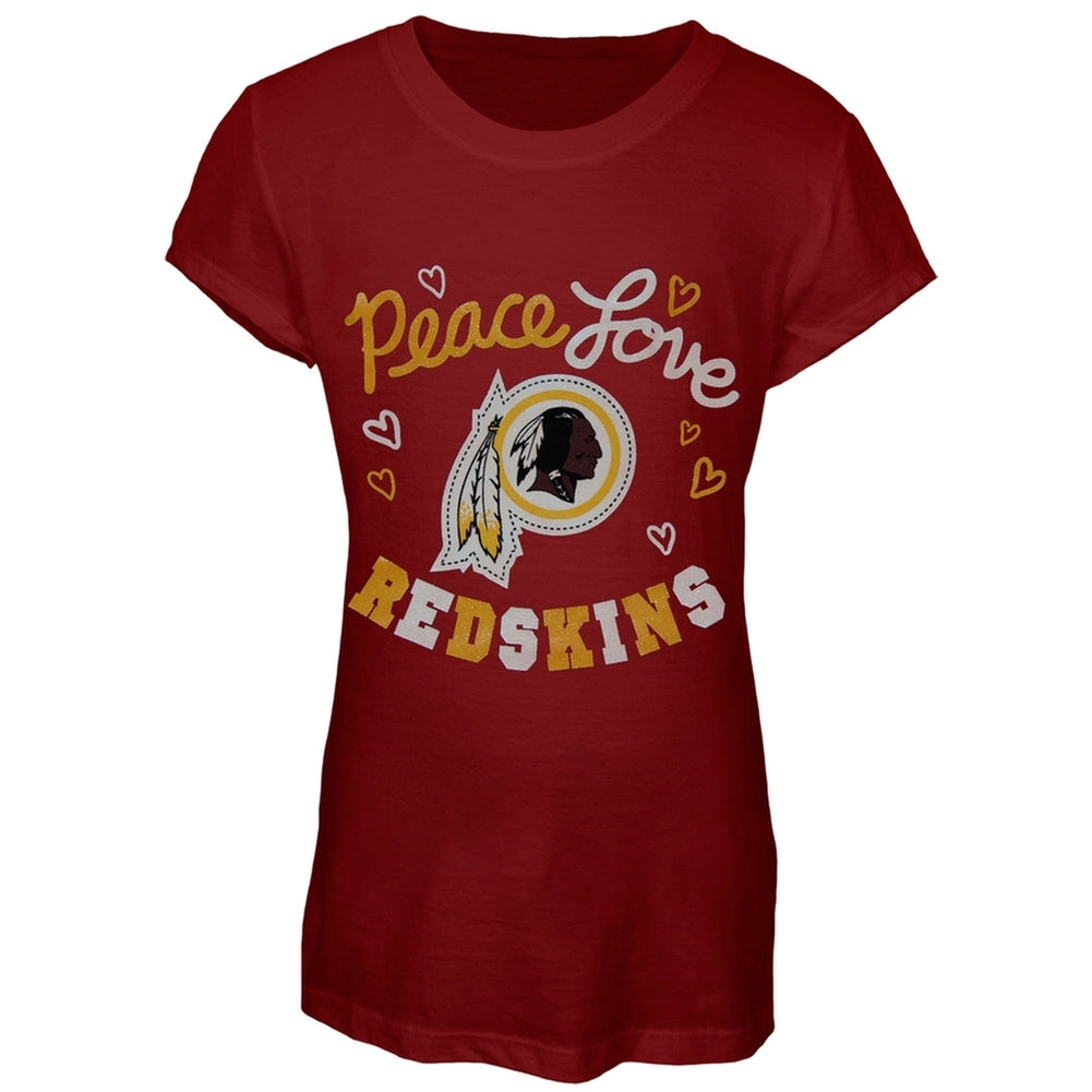 Washington Redskins - Glitter Peace Love Logo Youth T-Shirt Youth T-Shirts Washington Redskins 20Y Red