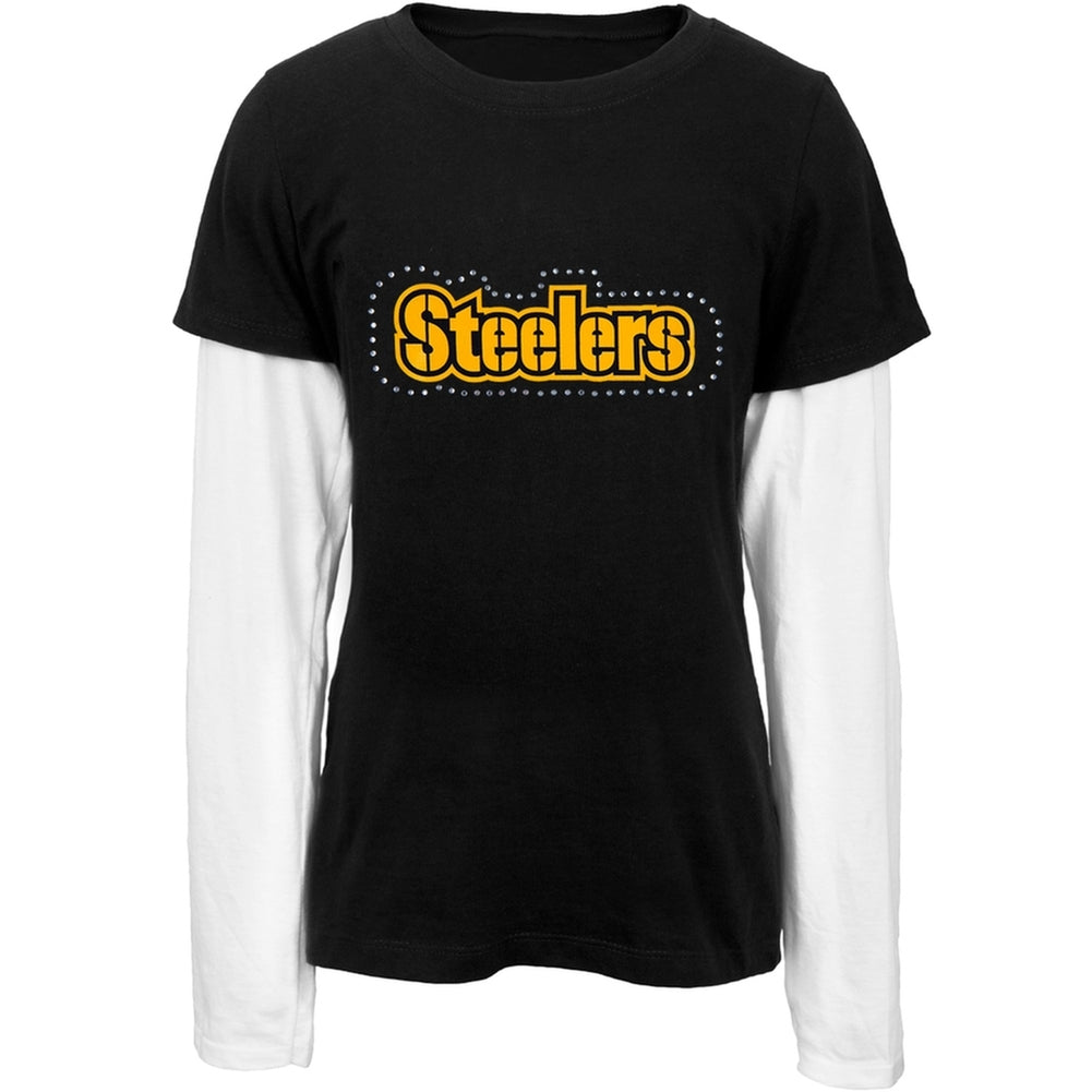 Pittsburgh Steelers - Jewel Team Name Girls Youth 2fer Youth T-Shirts Pittsburgh Steelers 16/18Y Black