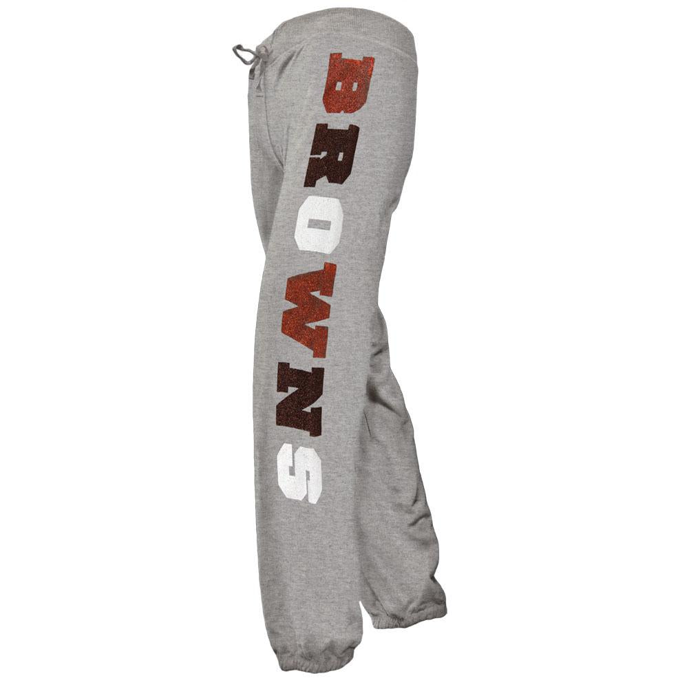 Cleveland Browns - Glitter Hearts Girls Juvy Sweatpants Juvenile Sweatpants Cleveland Browns J6/7 Grey
