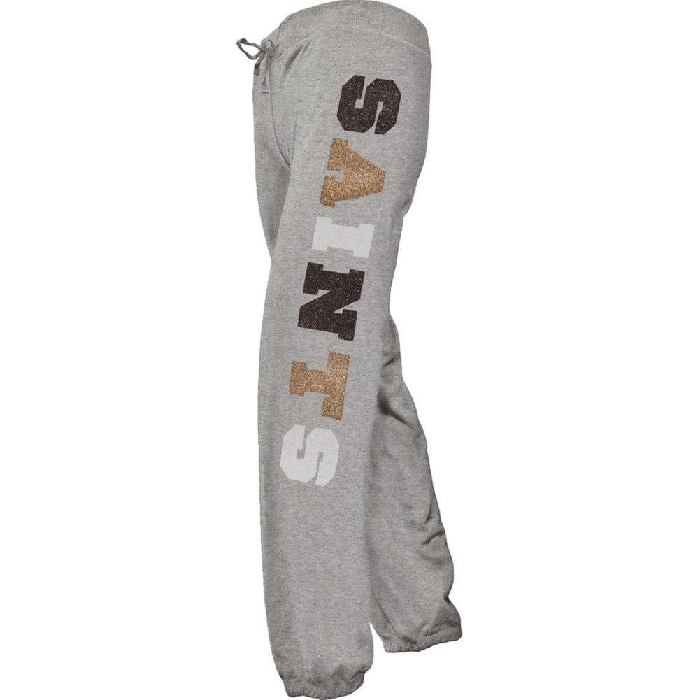 New Orleans Saints - Glitter Hearts Girls Juvy Sweatpants Juvenile Sweatpants New Orleans Saints J6/7 Grey