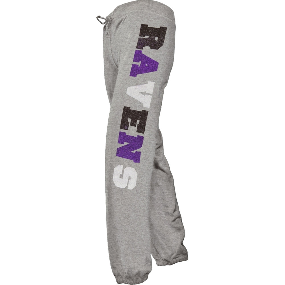 Baltimore Ravens - Glitter Hearts Girls Juvy Sweatpants Juvenile Sweatpants Baltimore Ravens 7-Jun Grey