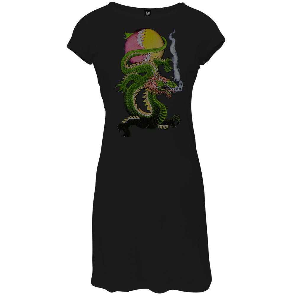 Grateful Dead - Lightning Bolt Dragon SYF Black Juniors Cap Sleeve Dress Juniors Dresses Grateful Dead