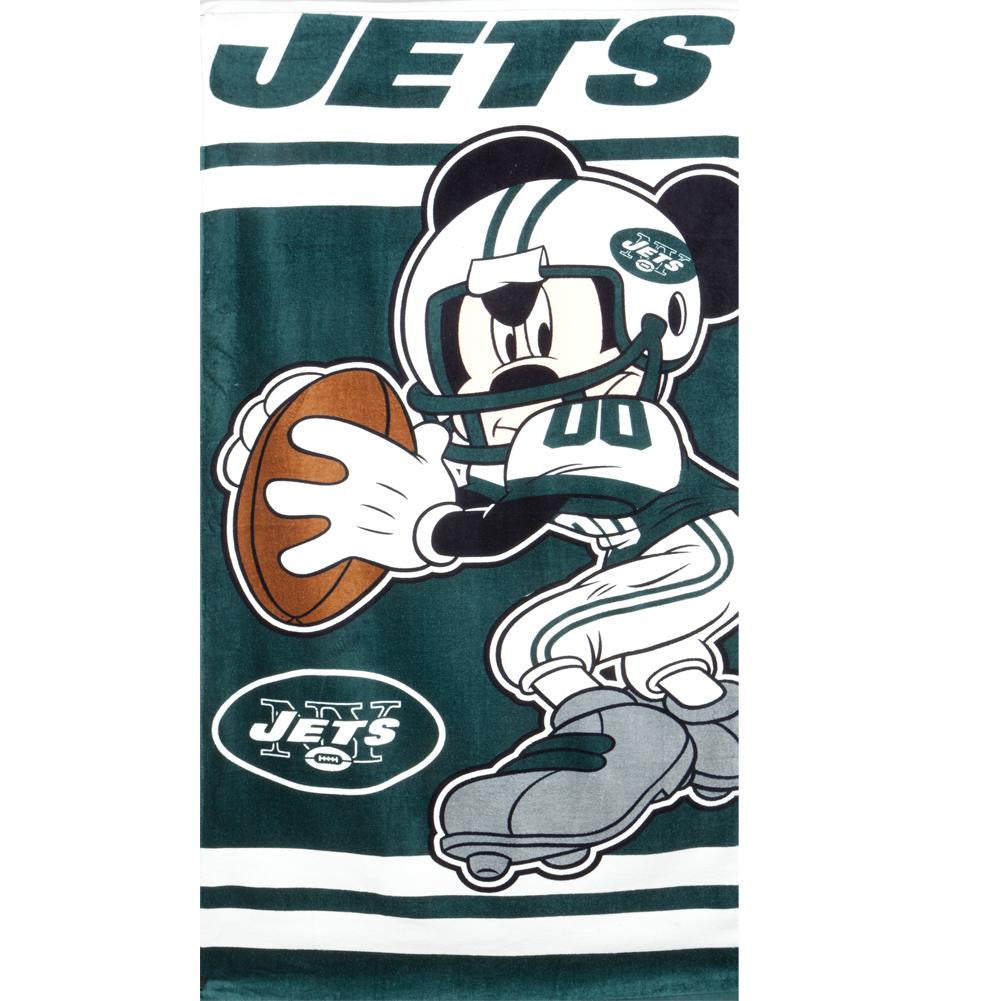 New York Jets - Quarterback Mickey Velour Beach Towel Beach Towels Old Glory