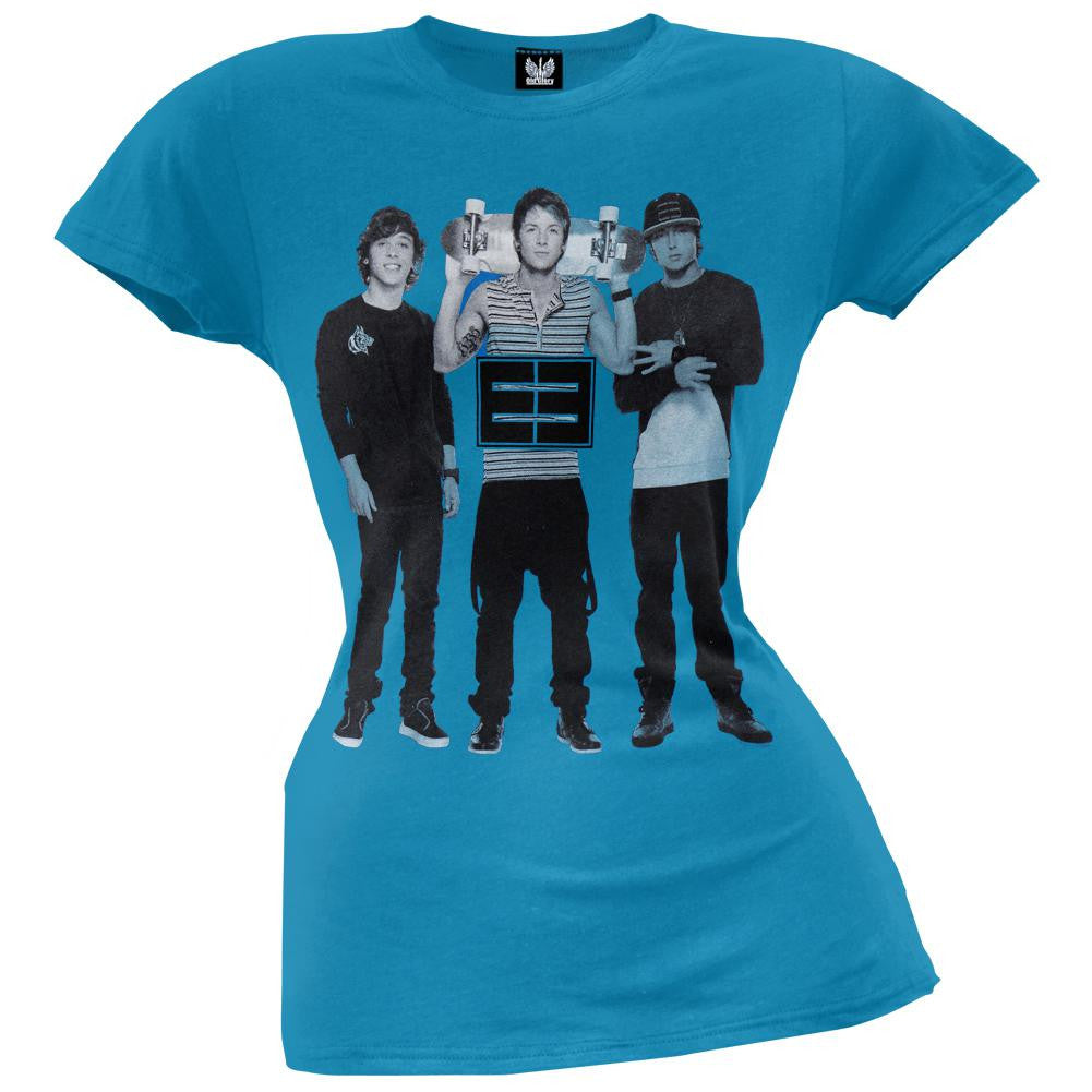 Emblem3 - Skateboard Photo Juniors T-Shirt Juniors T-Shirts Emblem3 LG Blue