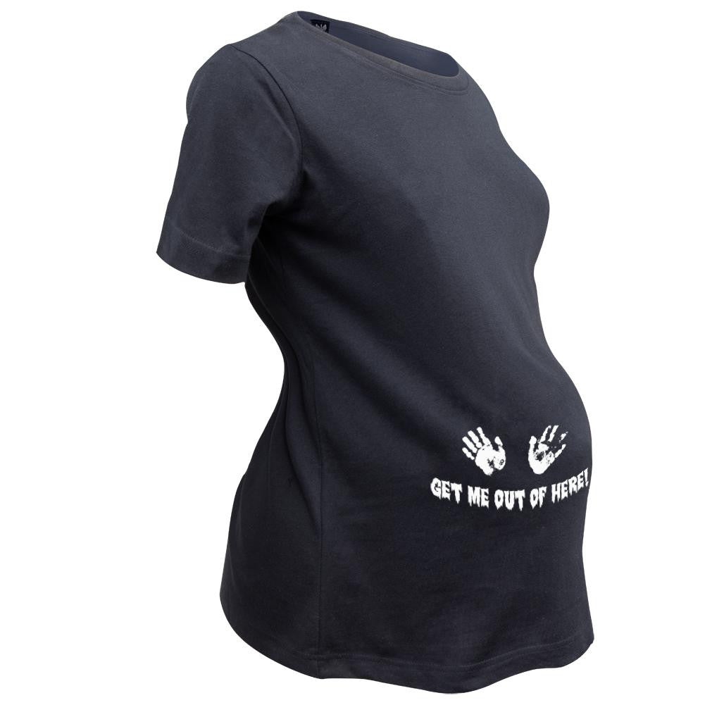 Halloween Get Me Out of Here Women's Maternity Costume T-Shirt Maternity T-Shirts Old Glory