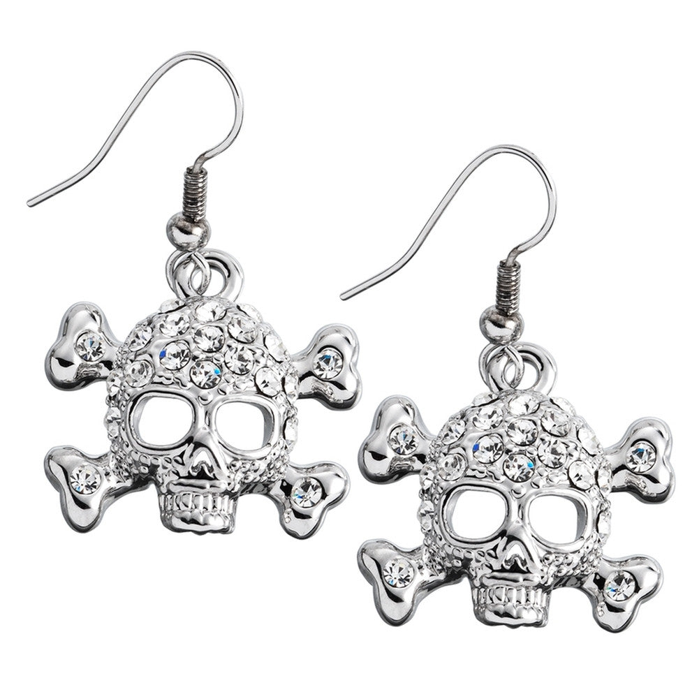 Gemmed Skull & Crossbones Dangle Earrings Dangle Earrings Old Glory