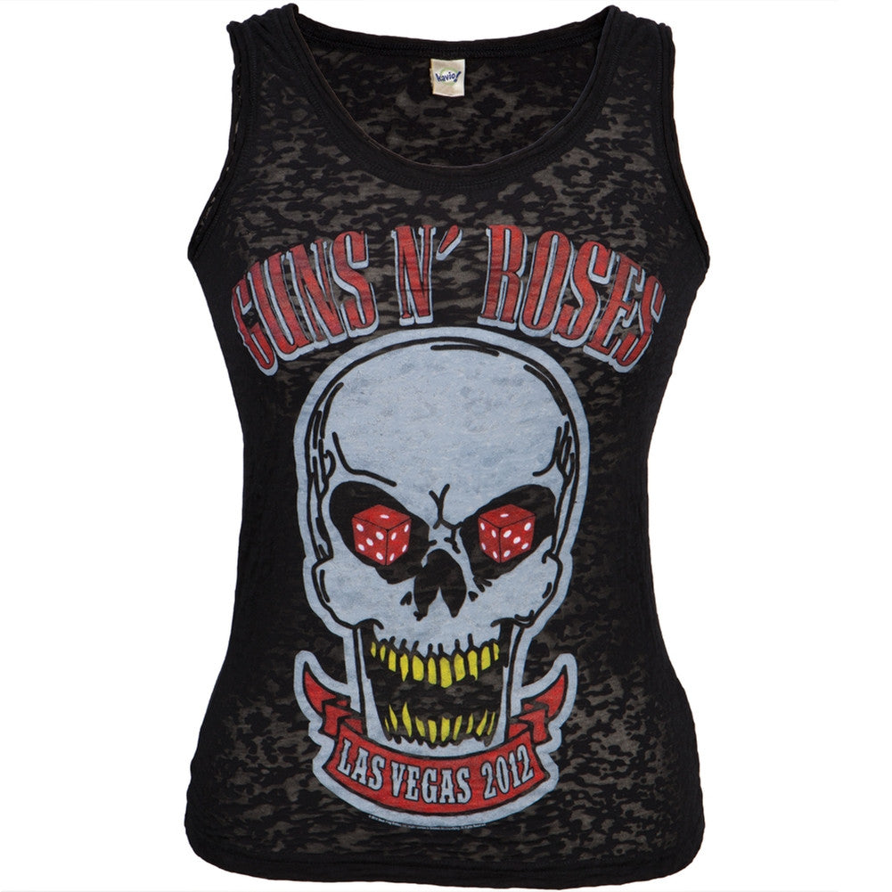 Guns N Roses - Dice Eyes Skull 2012 Tour Burnout Juniors Tank Top Juniors Tank Tops Guns N' Roses