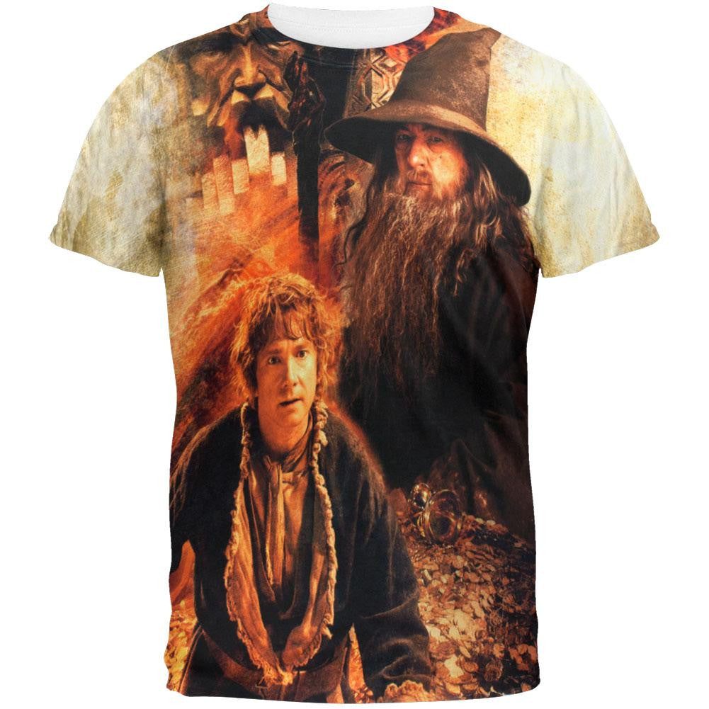 The Hobbit - Bilbo & Gandalf All Over T-Shirt Men's T-Shirts The Hobbit 2XL Multi