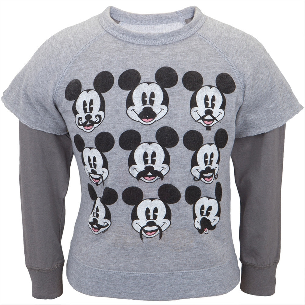 Mickey Mouse Mustache Juvy Reversible Crewneck Sweatshirt Juvenile Sweatshirts Mickey Mouse J4 Grey