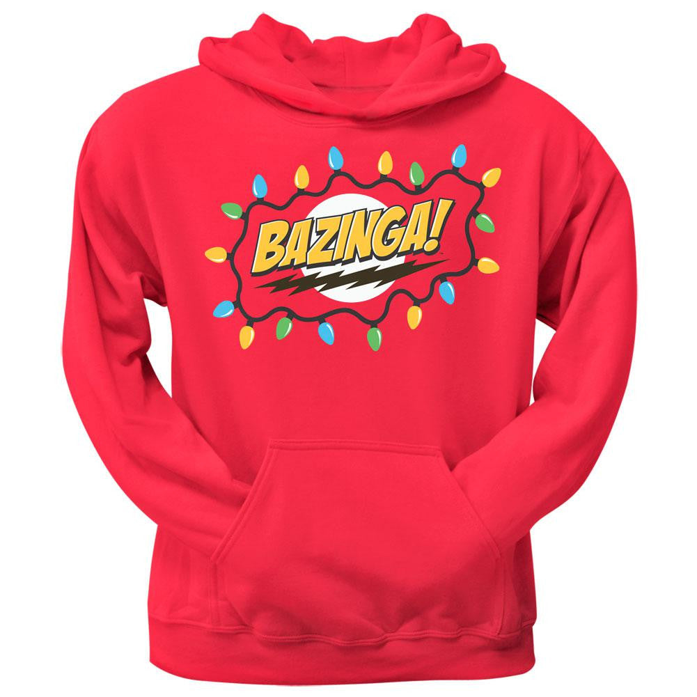 Big Bang Theory - Christmas Lights Bazinga Red Pullover Hoodie Men's Hoodies Big Bang Theory SM Red