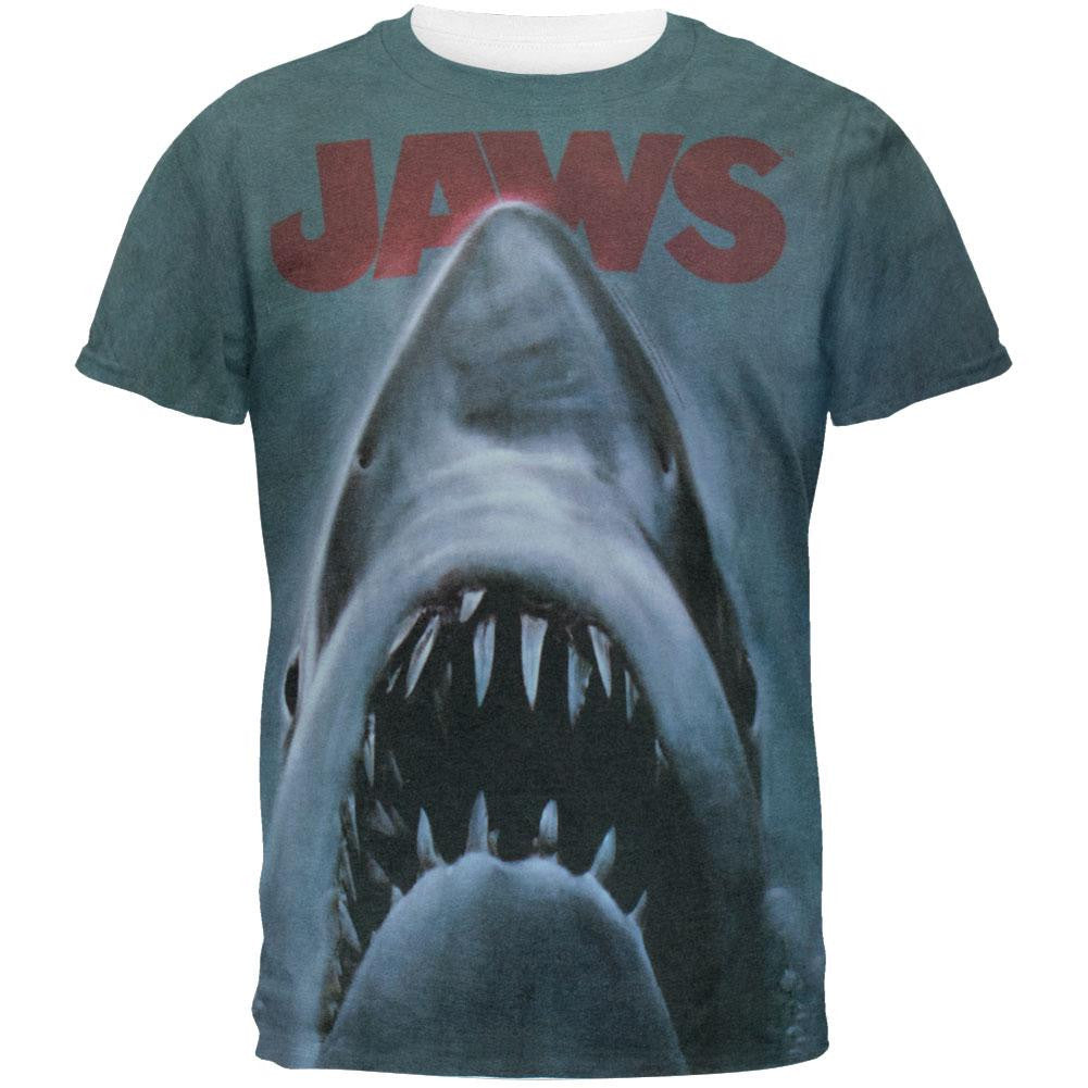 Jaws - Poster All Over T-Shirt Men's T-Shirts Jaws SM Grey