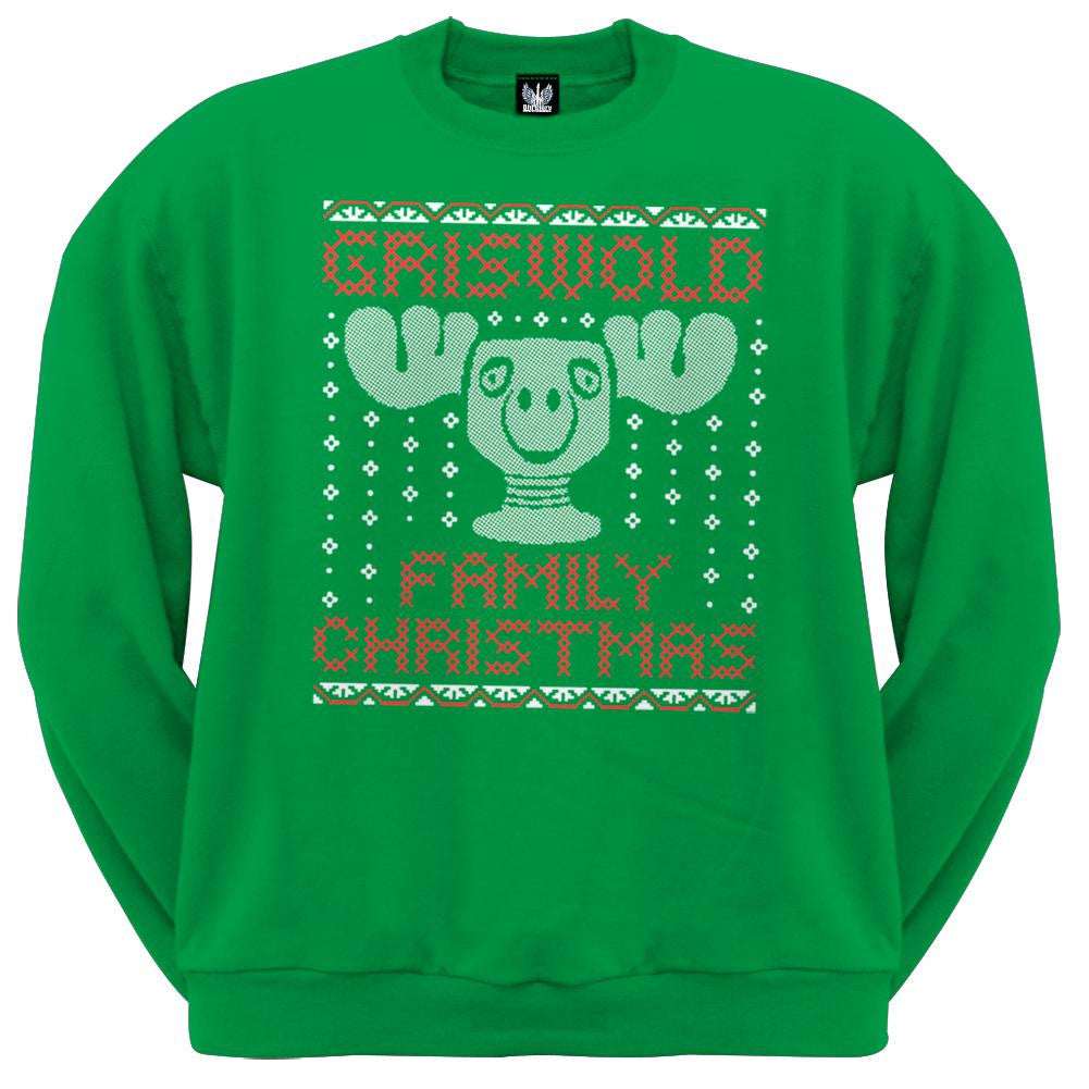 Christmas Vacation - Crochet Moose Mug Crewneck Sweatshirt Men's Sweatshirts National Lampoon SM Green