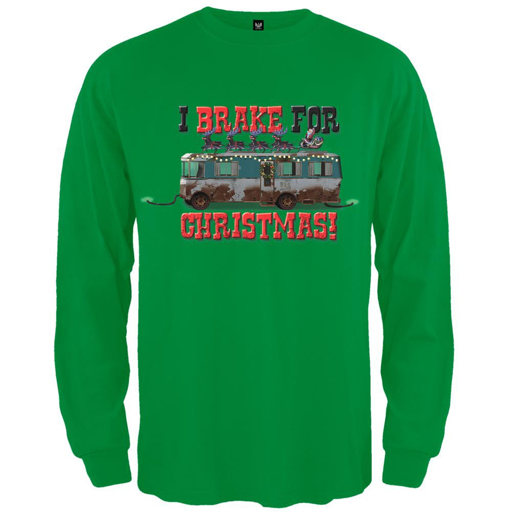 Christmas Vacation - I Brake For Christmas Long Sleeve T-Shirt Men's Long Sleeves National Lampoon SM Green