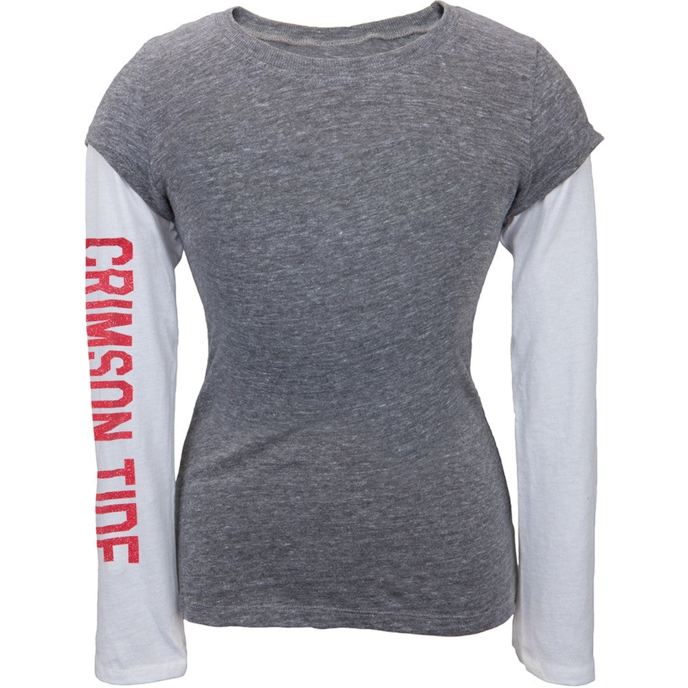 Alabama Crimson Tide - Glitter Sleeve Girls Juvy 2Fer Juvenile Long Sleeves Alabama Crimson Tide