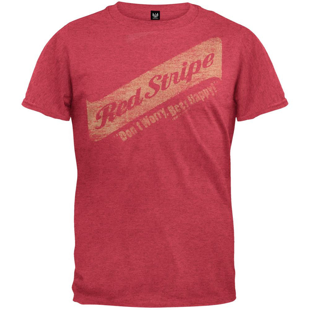 Red Stripe - Don't Worry Beer Happy Adult Soft T-Shirt Men's T-Shirts Red Stripe