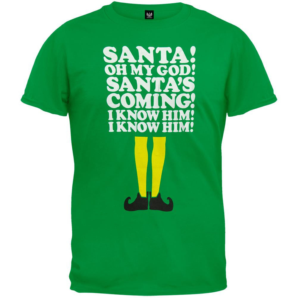 Elf - OMG Santa's Coming I Know Him T-Shirt Men's T-Shirts Elf 2XL Green