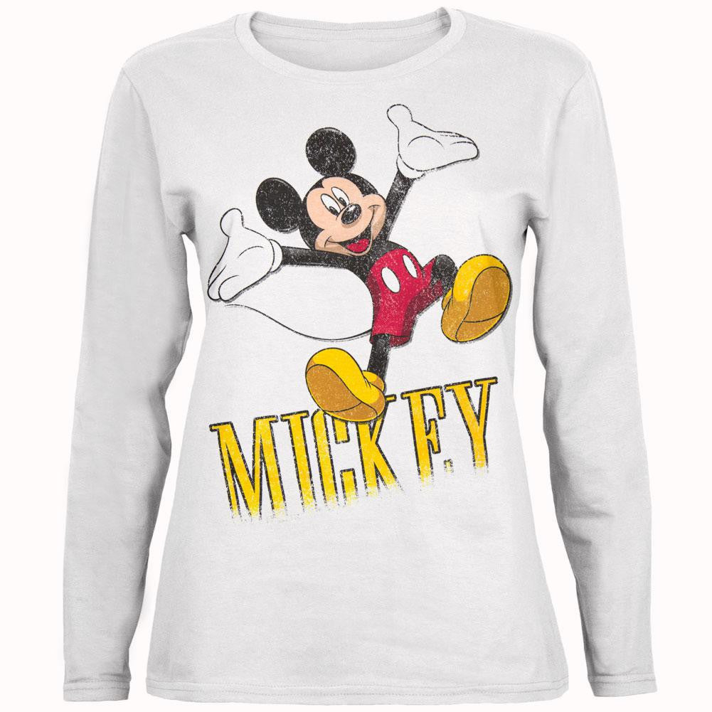 Mickey Mouse - Jump Mickey Juniors Long Sleeve T-Shirt Juniors Long Sleeves Mickey Mouse 2XL White
