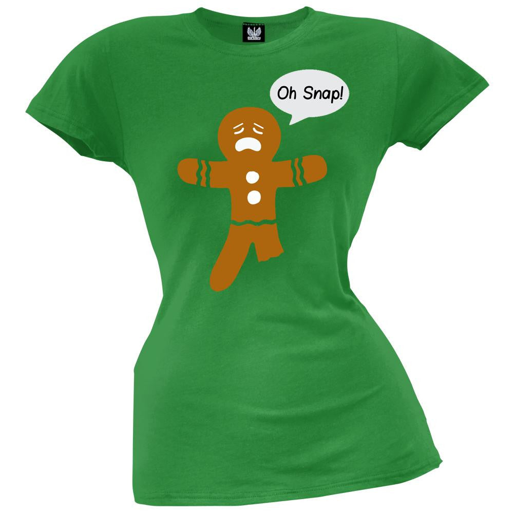 Oh Snap Gingerbread Man Juniors T-Shirt Juniors T-Shirts Old Glory