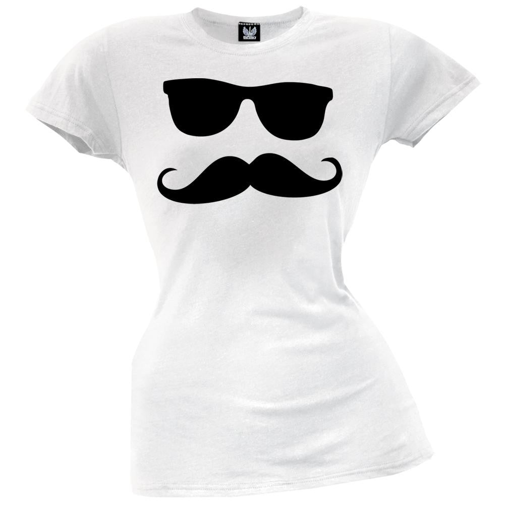 Mustache Man Juniors Red T-Shirt Juniors T-Shirts Old Glory