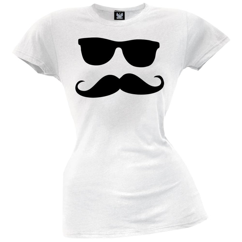 Mustache Man Juniors Red T-Shirt Juniors T-Shirts Old Glory