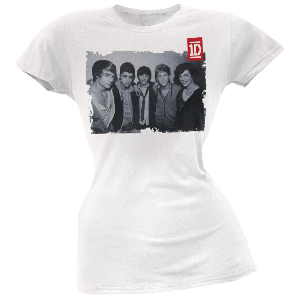 One Direction - Square Photo Juniors T-Shirt Juniors T-Shirts One Direction XS White