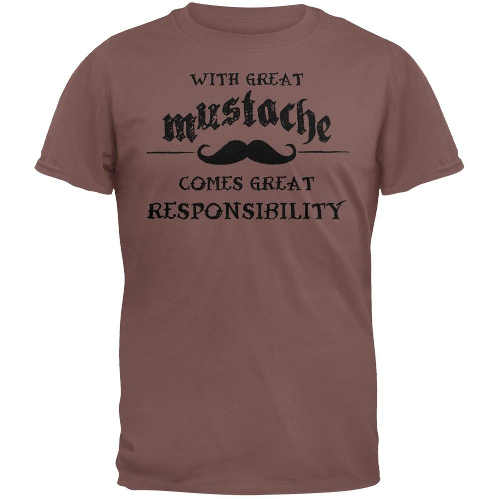 Great Mustache Great Responsiblity Brown T-Shirt Men's T-Shirts Old Glory 2XL Brown