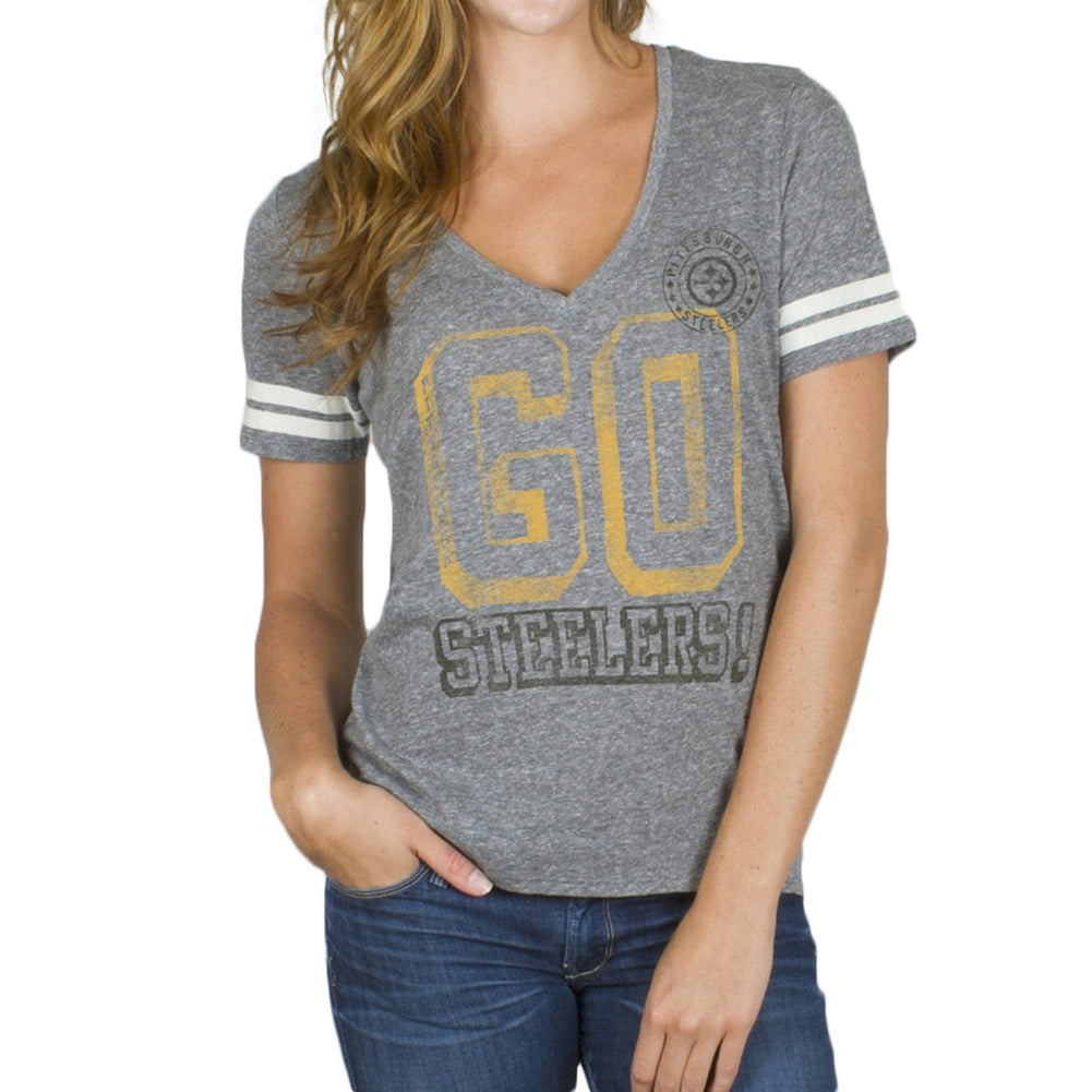 Pittsburgh Steelers - Tailgate Juniors Jersey T-Shirt Juniors T-Shirts Pittsburgh Steelers LG Grey
