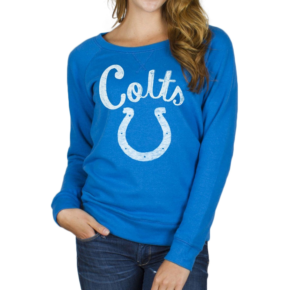 Indianapolis Colts - Field Goal Juniors Wide Neck Sweatshirt Juniors Sweatshirts Indianapolis Colts LG Blue