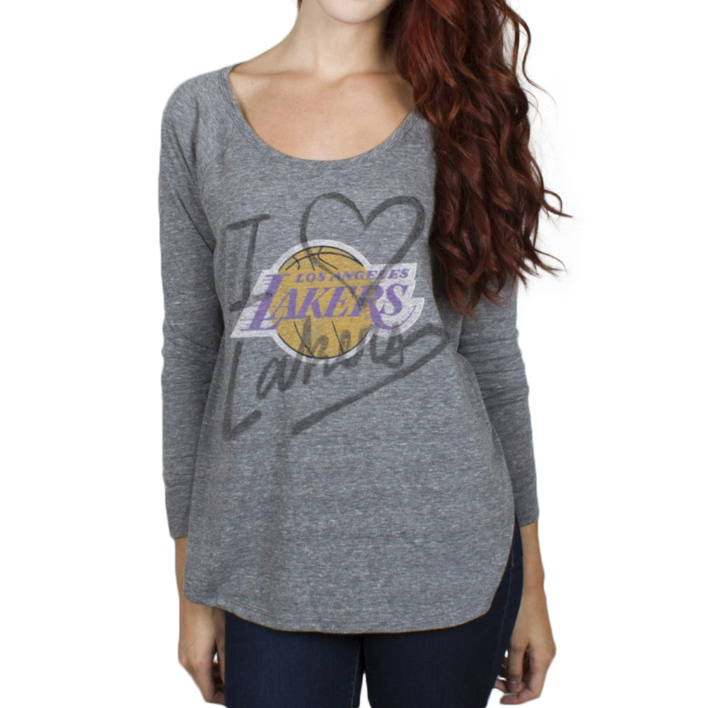Los Angeles Lakers - Time-Out Tri-Blend Juniors Long Sleeve Slouch Juniors Sweatshirts Los Angeles Lakers XL Grey