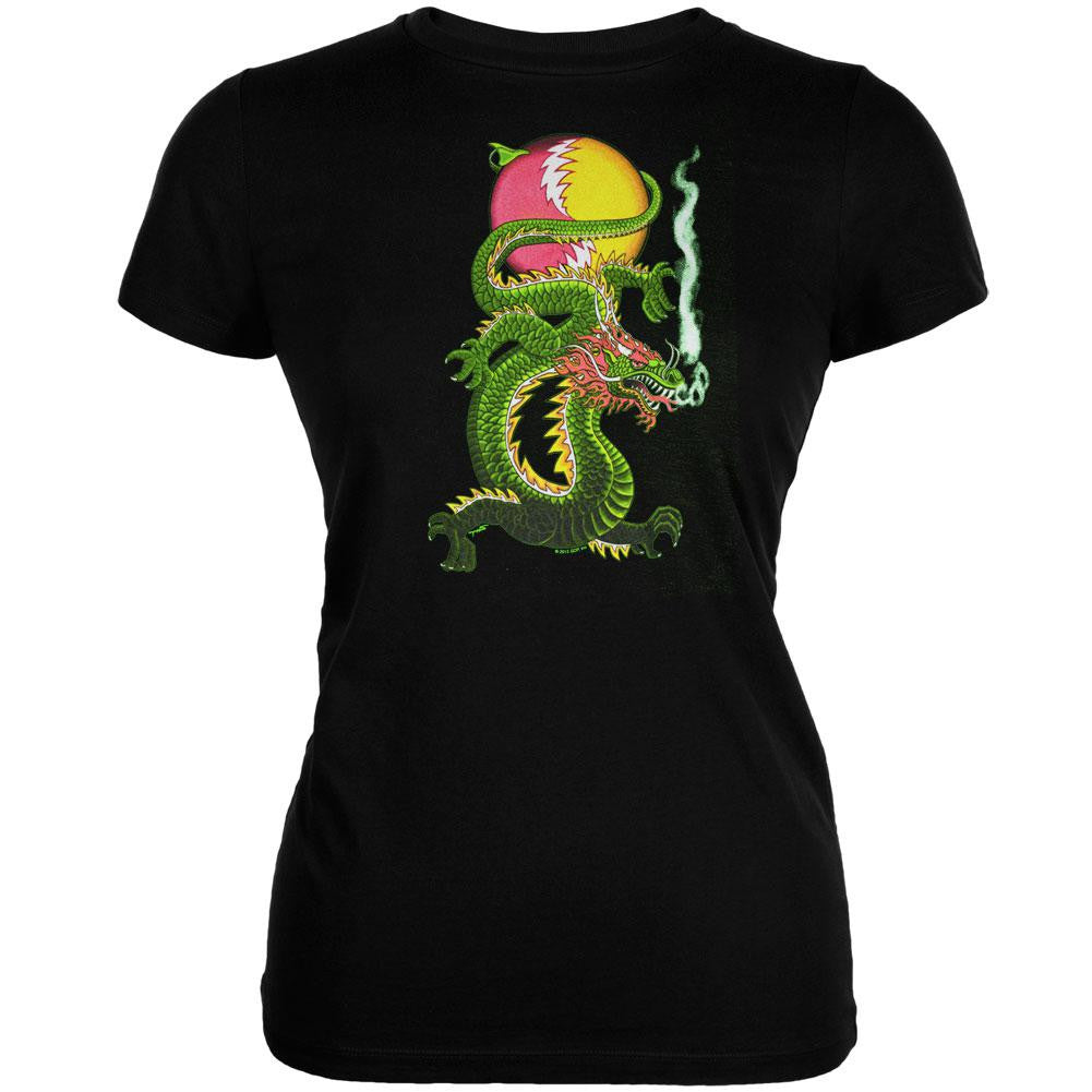 Grateful Dead - Lightning Bolt Dragon Juniors T-Shirt Juniors T-Shirts Grateful Dead LG Black