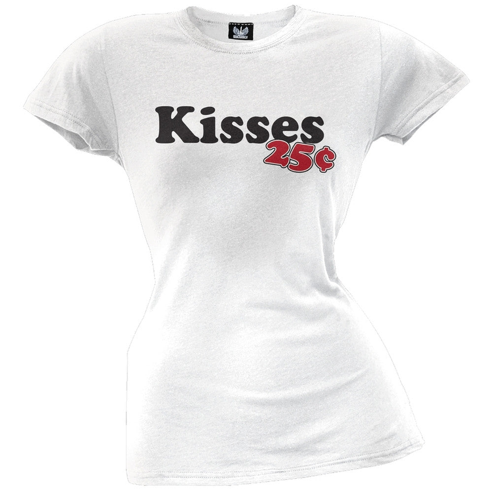 Kisses 25 Cents Juniors T-Shirt Juniors T-Shirts Old Glory SM White
