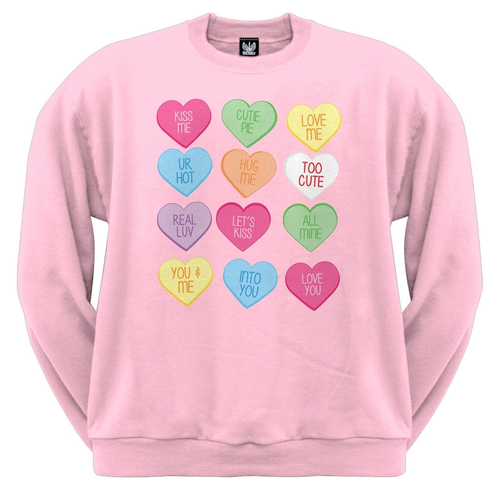 Valentine's Day - Candy Hearts Crewneck Adult Sweatshirt Men's Sweatshirts Old Glory