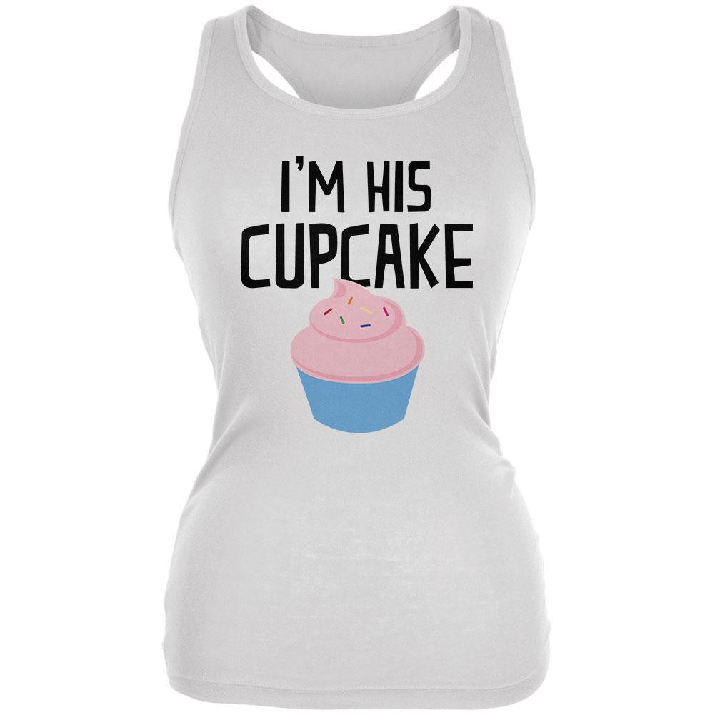 I'm His Cupcake Juniors Tank Top Juniors Tank Tops Old Glory 2XL White