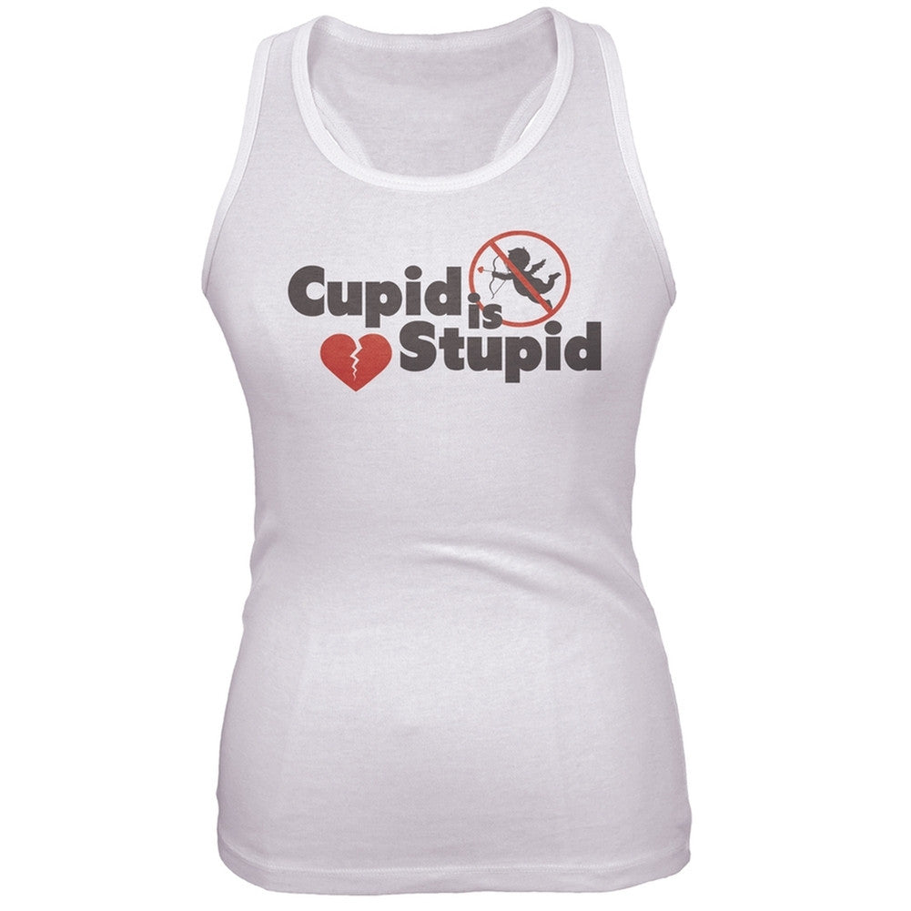 Cupid is Stupid Juniors Tank Top Juniors Tank Tops Old Glory 2XL White
