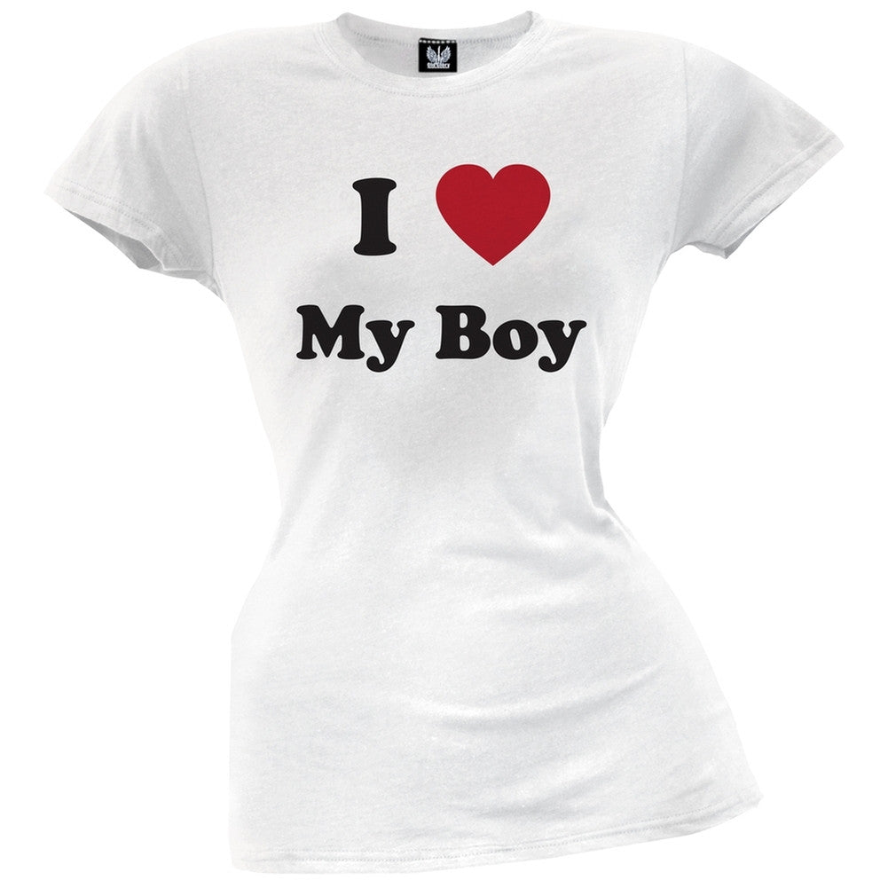 I Heart My Boy Juniors T-Shirt Juniors T-Shirts Old Glory