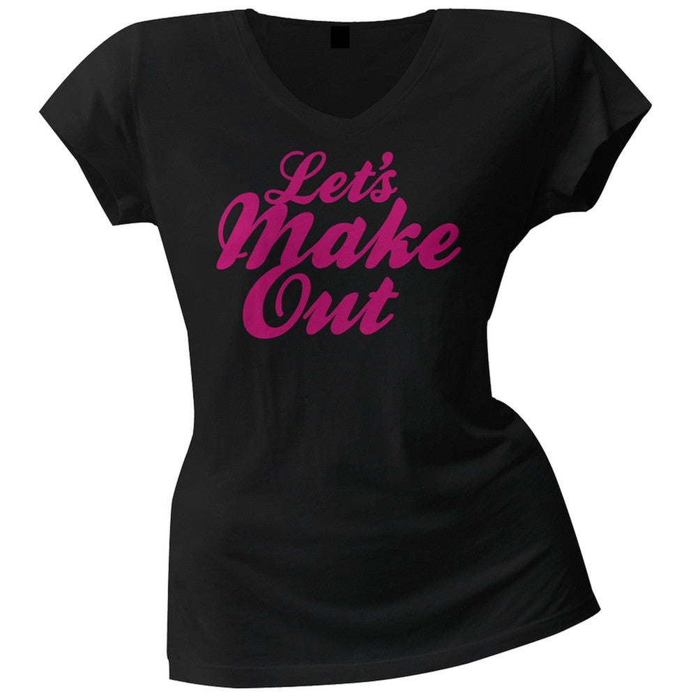 Let's Make Out Juniors V-Neck T-Shirt Juniors T-Shirts Old Glory