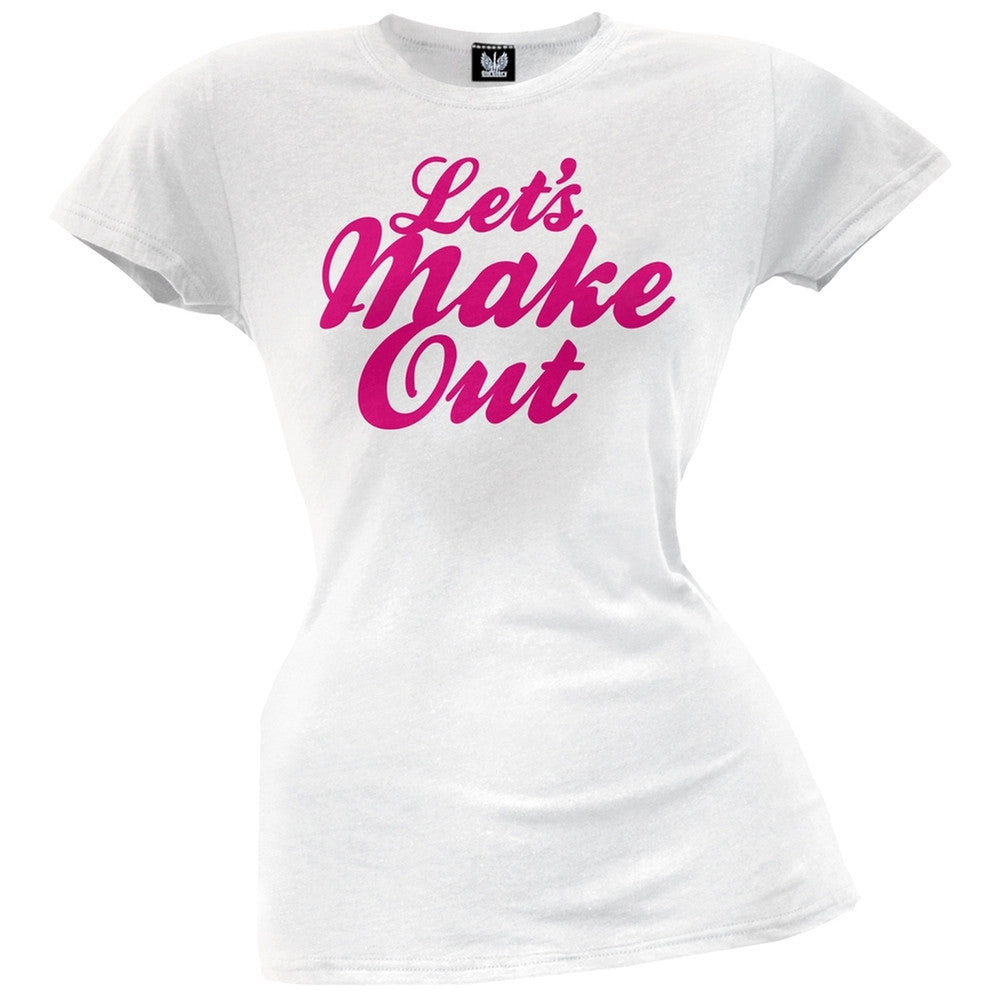 Let's Make Out Juniors V-Neck T-Shirt Juniors T-Shirts Old Glory