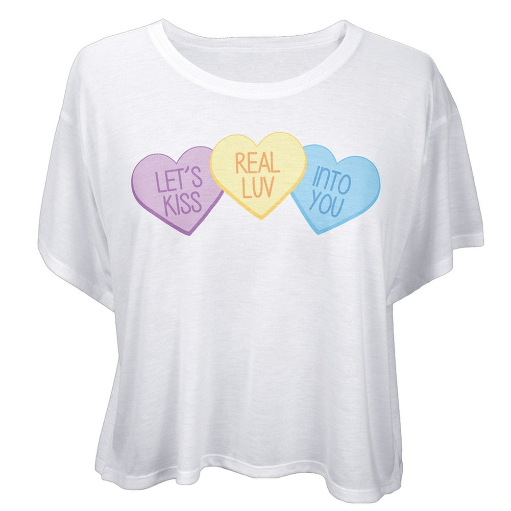 Happy Heart Trio Juniors Boxy T-Shirt Juniors T-Shirts Old Glory SM White