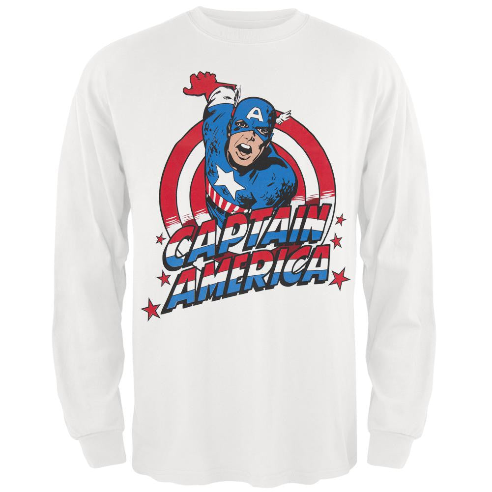 Captain America Charge Logo Mens Long Sleeve T Shirt - White Men's Long Sleeves Captain America LG White
