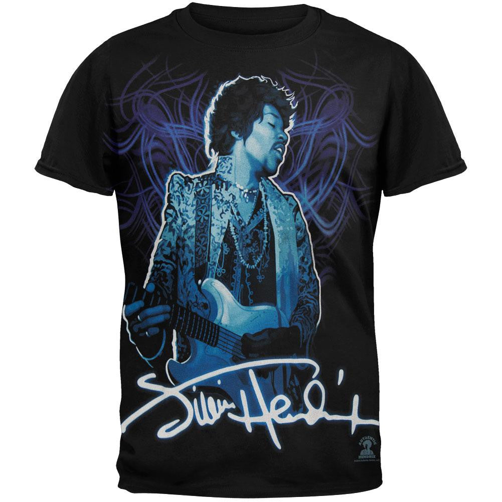 Jimi Hendrix - Blue Wild Angel Soft T-Shirt Men's T-Shirts Jimi Hendrix SM Black