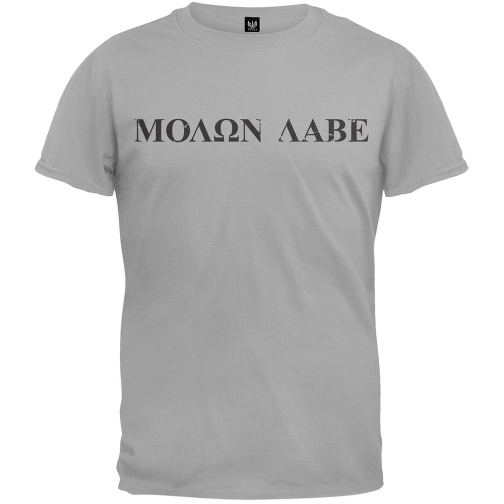 Molon Labe Distressed Print Black T-Shirt Men's T-Shirts Old Glory