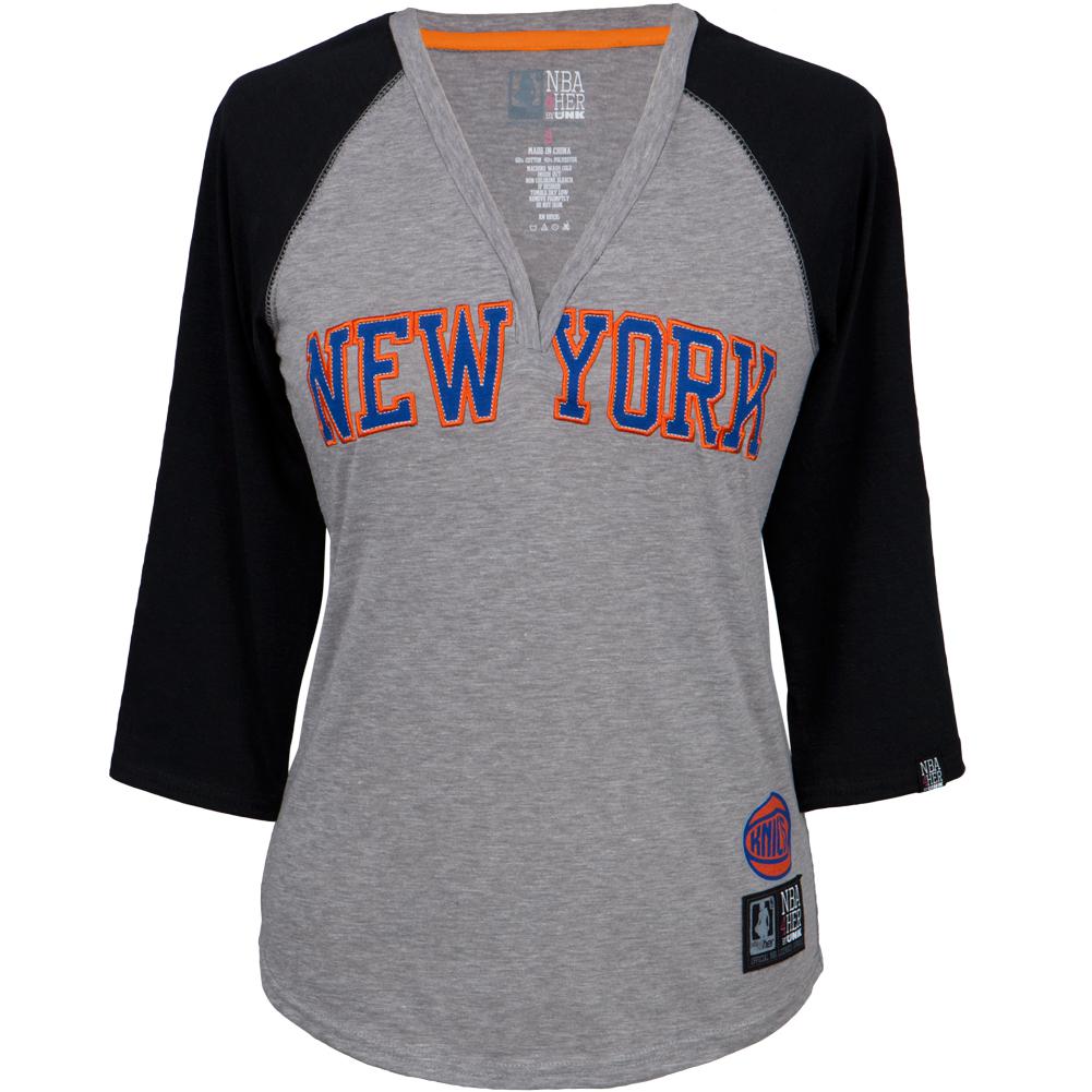 New York Knicks - Baseline Juniors Henley Juniors Henleys New York Knicks LG Grey