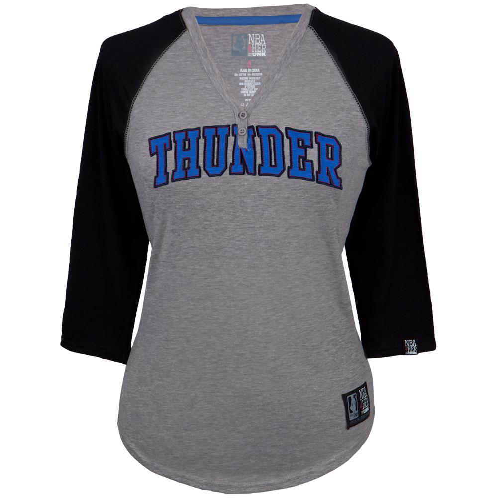Oklahoma City Thunder - Baseline Juniors Henley Juniors Henleys Oklahoma City Thunder LG Grey