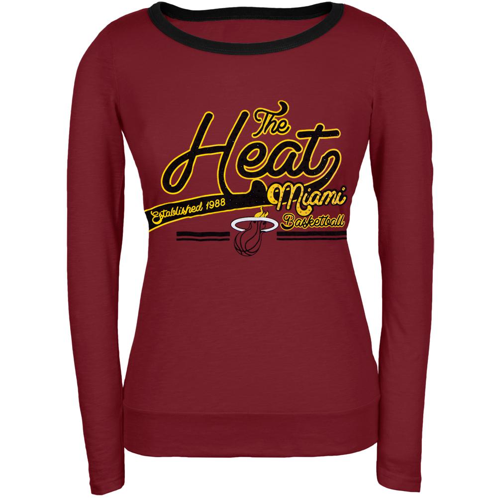 Miami Heat - Free Throw Juniors Long Sleeve T-Shirt Juniors Long Sleeves Miami Heat LG Red